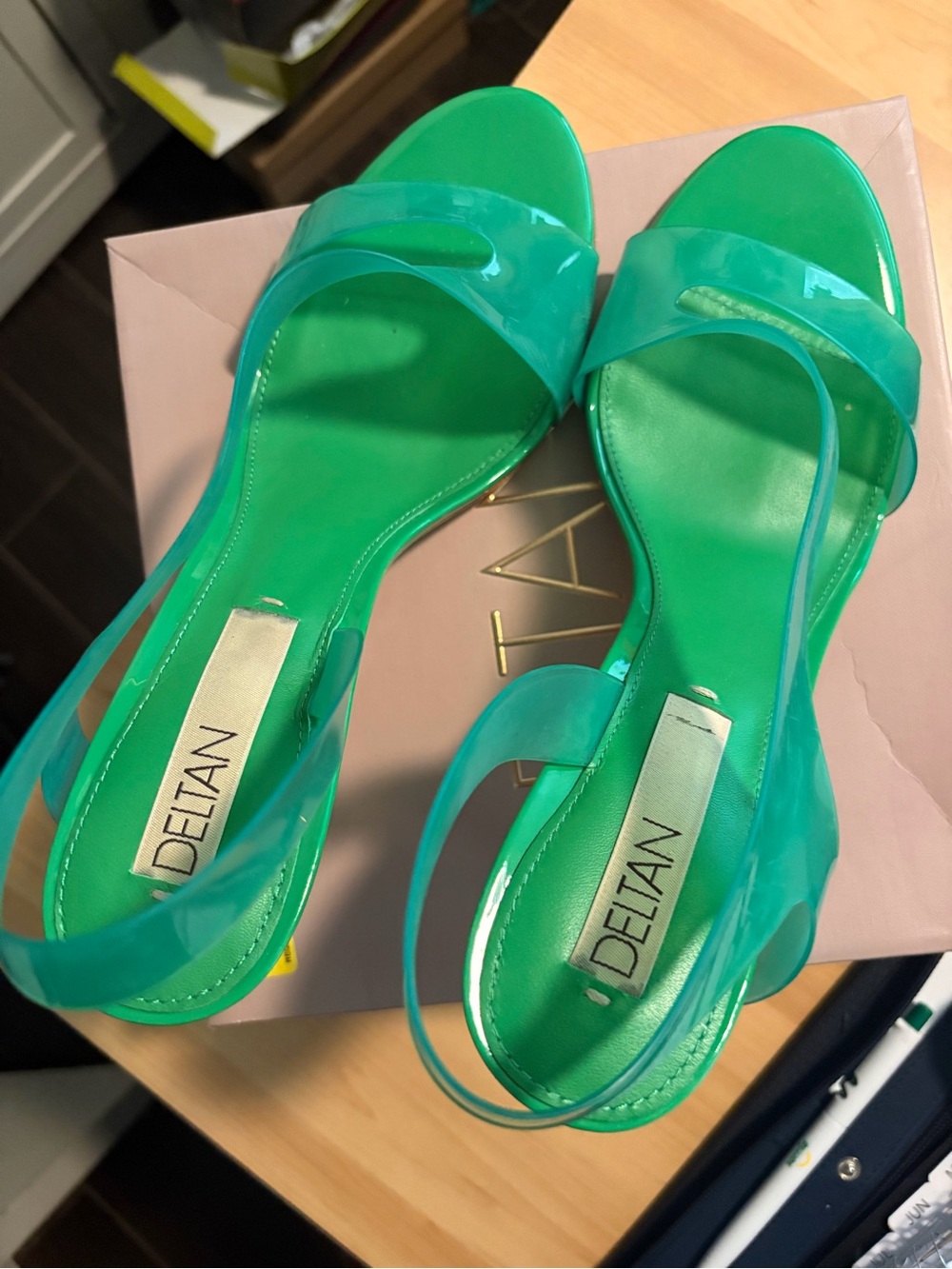 Worn once Deltan Green Jelly Slingback Sandals